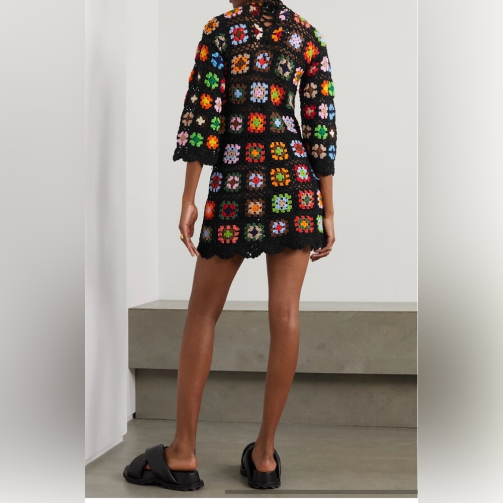 Alix Pinho***Black Crochet Flower Mini Dress***Small $858 - Picture 10 of 15